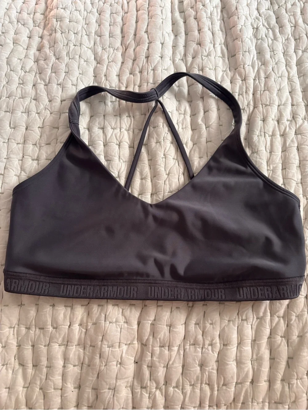 Under Armour Black Strappy Sports Crop Bra with Logo Band